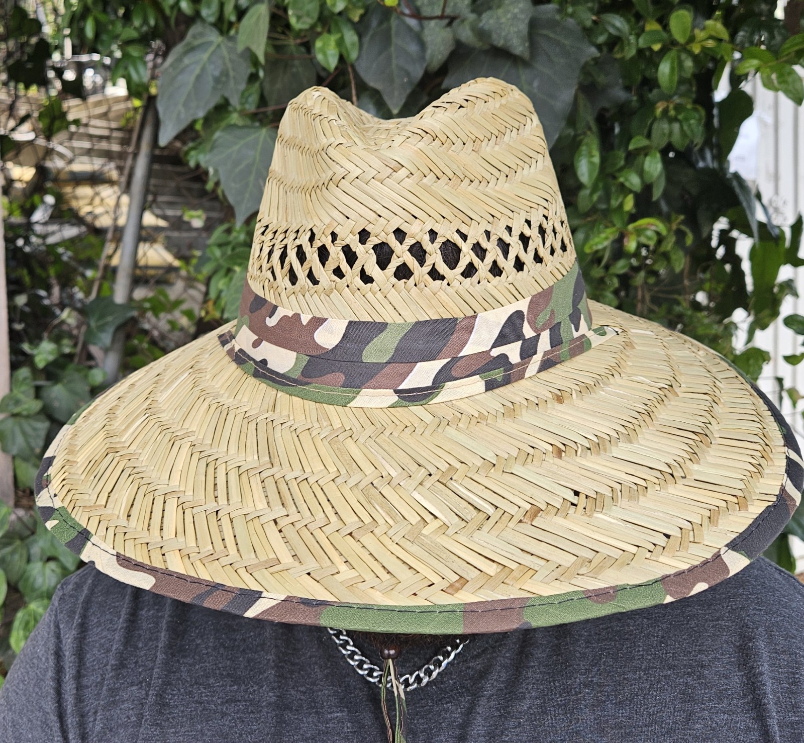 Wide Brim Straw Summer Camouflage Trim Bamboo Woven Sombrero Hat* FREE SHIPPING