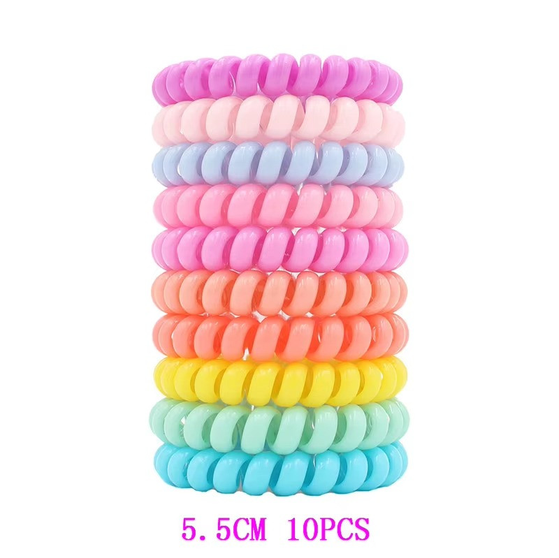 Icecream1 Color 5.5cm NonMarking Spiral Coil Stretchy Hair Rubber Bands 10pc
