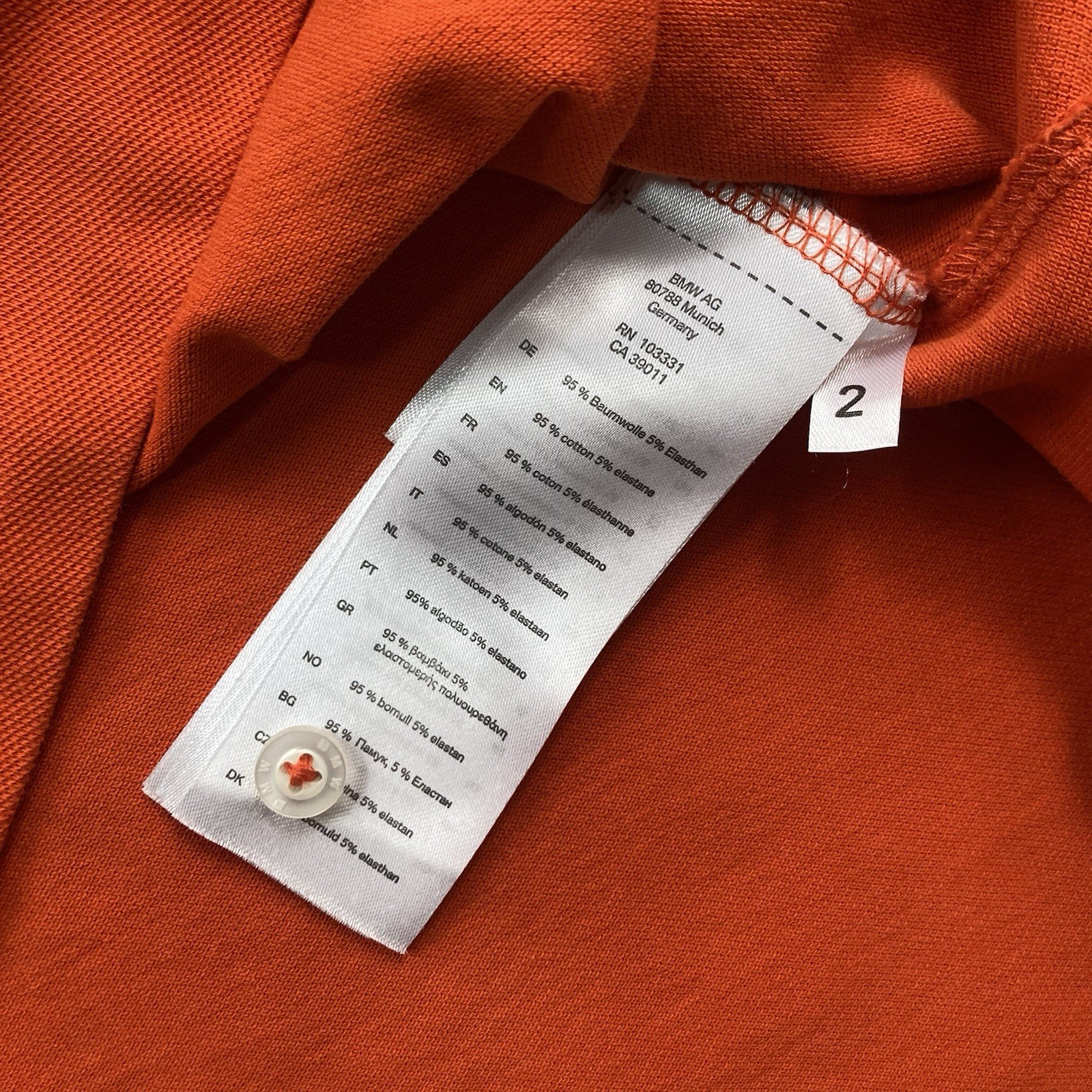 BMW Polo Shirt Men Large Orange Short Sleeve Pique Golf Logo E30 E46 M3 E39 M5