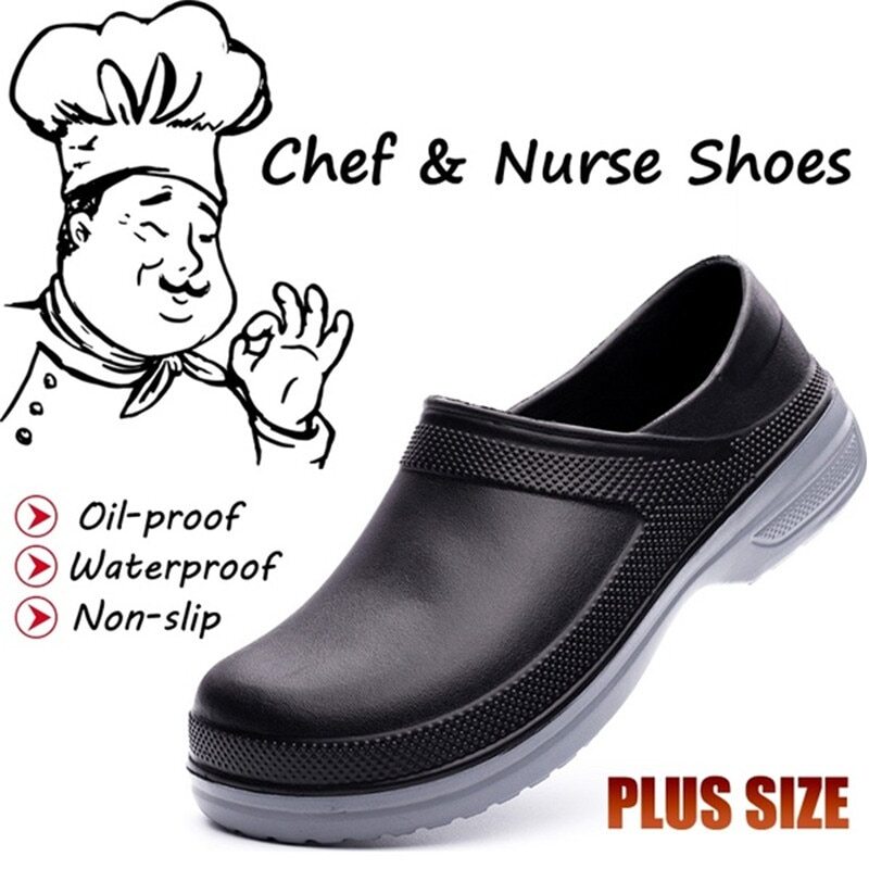 Chef Shoes Kitchen Unisex Non-slip Oil-resistant Waterproof Leather Plus Size
