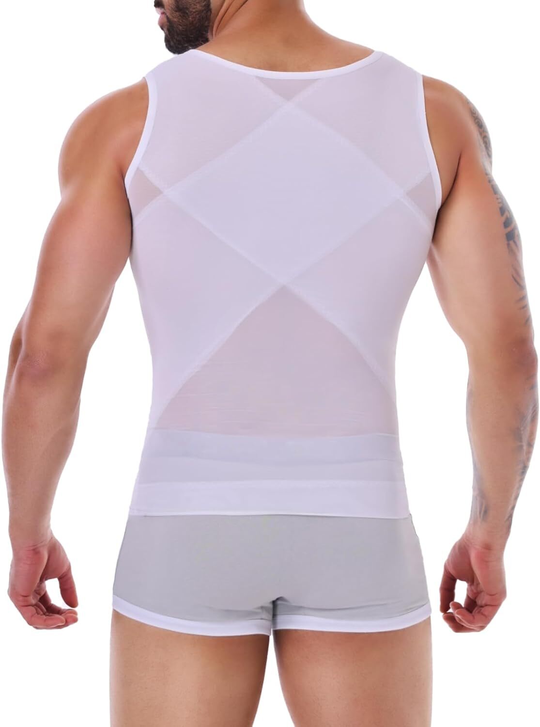 Men Slimming Body Shaper Belly Chest Gynecomastia Compression Shirt Gym Tank Top