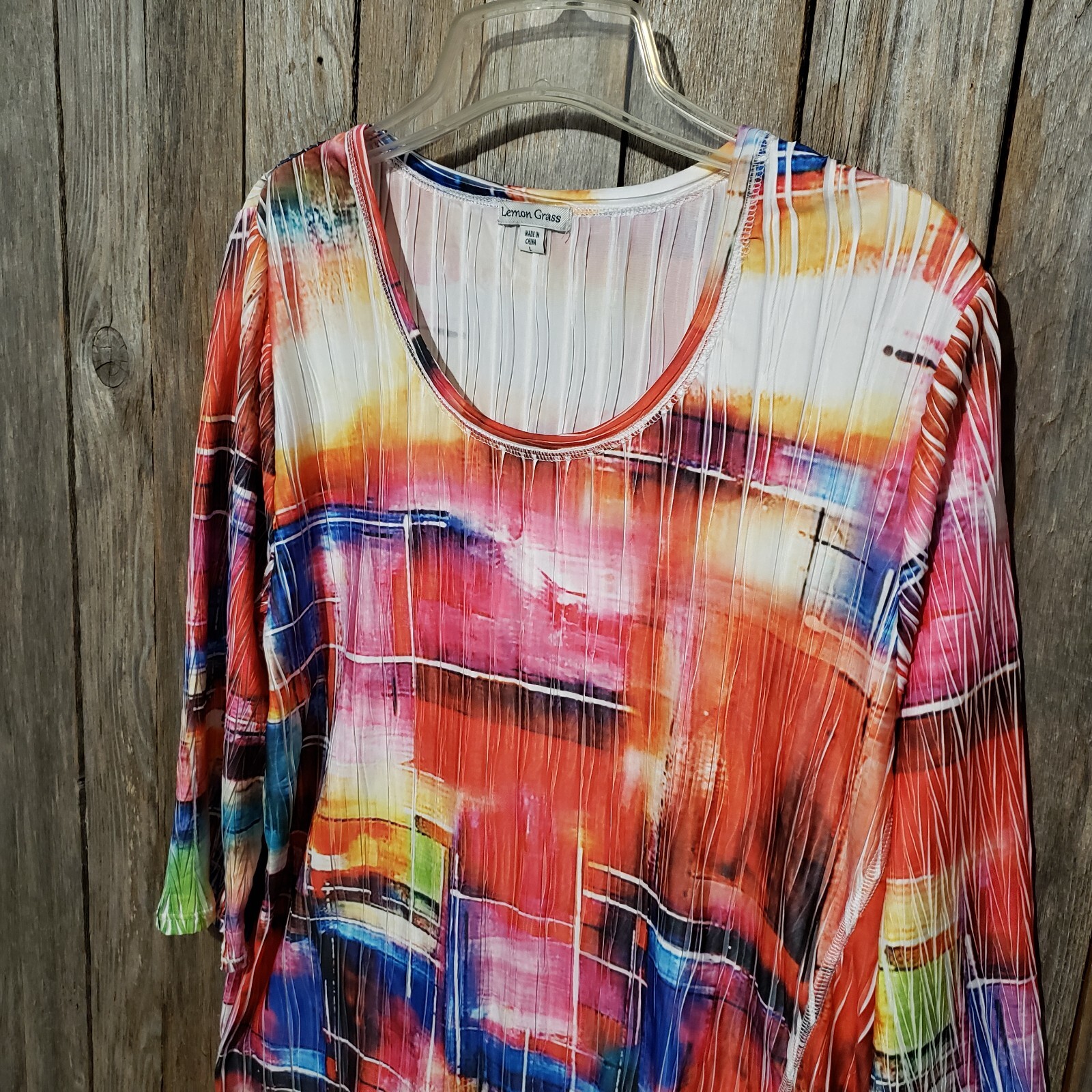 Lemon Grass L Tunic Top Womens Boho Indie Artsy Hippie Psychedelic Dopamine