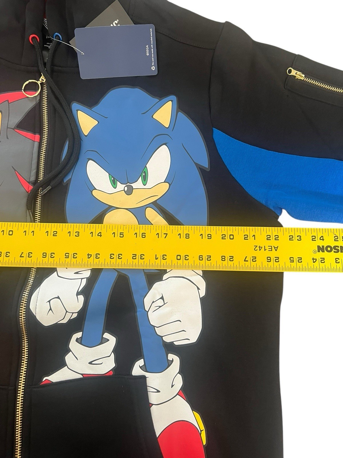 Official Sonic The Hedgehog 3 Shadow Zip Up Split Sega Game Hoodie Men’s Size L