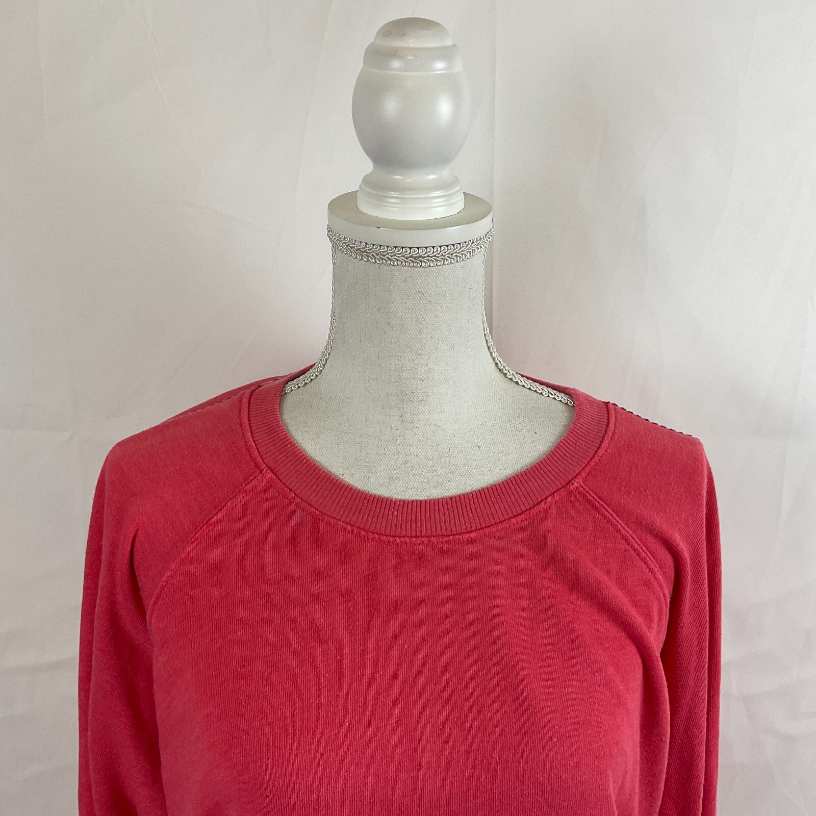 Sundry Sweatshirt Style Top 3 Salmon Pink Embroidered Stripes Long Sleeve US L