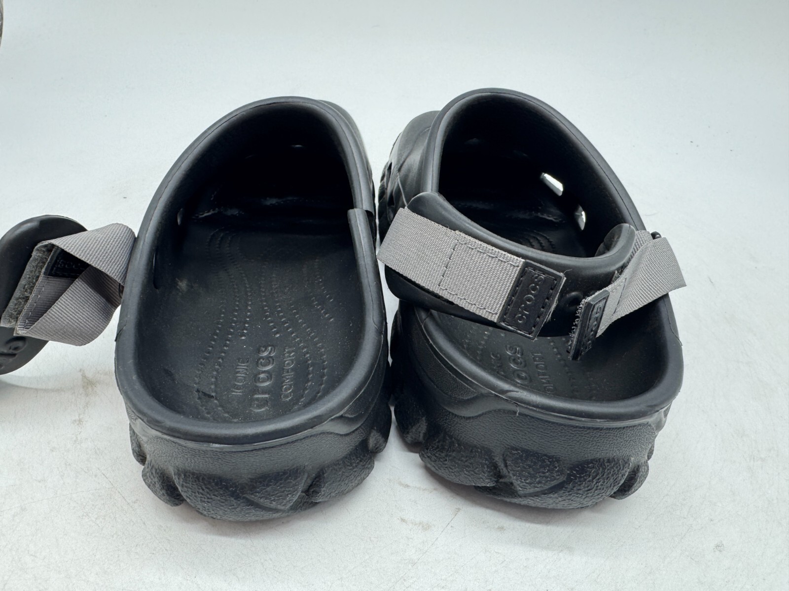 DAMAGED Crocs OffRoad Sport Clog Unisex Black Slip-On Adjustable – 6 Men/8 Women