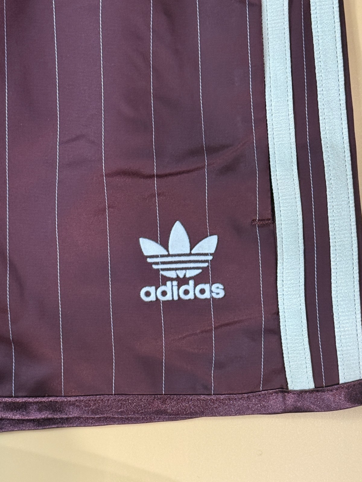 adidas Originals Pinstripe Satin Shorts Women’s Lifestyle Pants AsiaFit KC4236