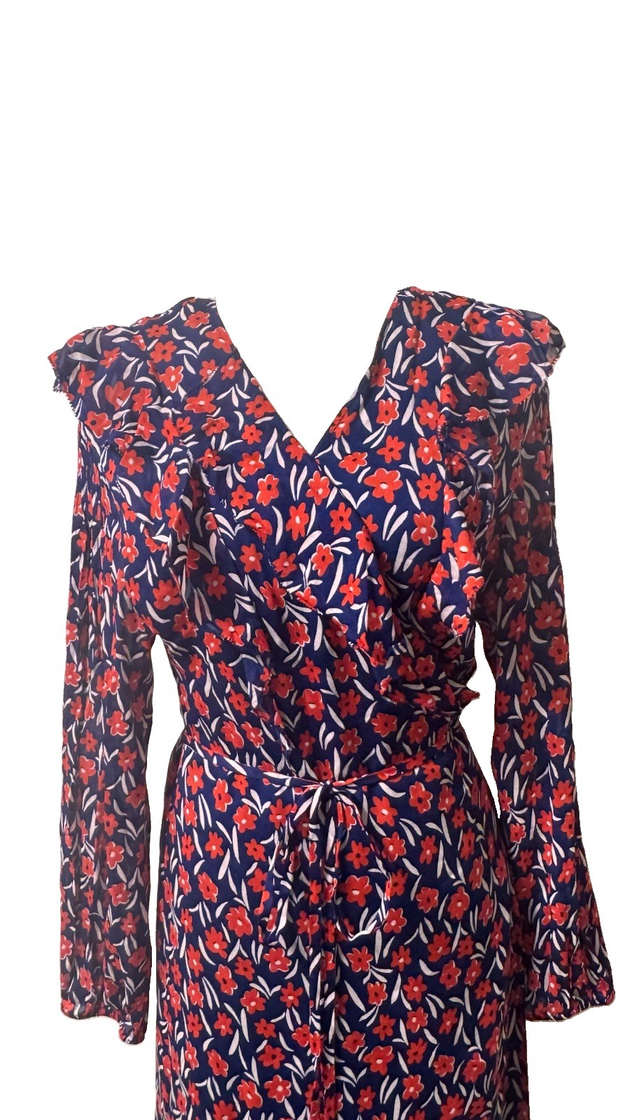 Escada Sport “Dyby” Floral Ruffle Wrap Dress Whimsygoth academia size 38 / med