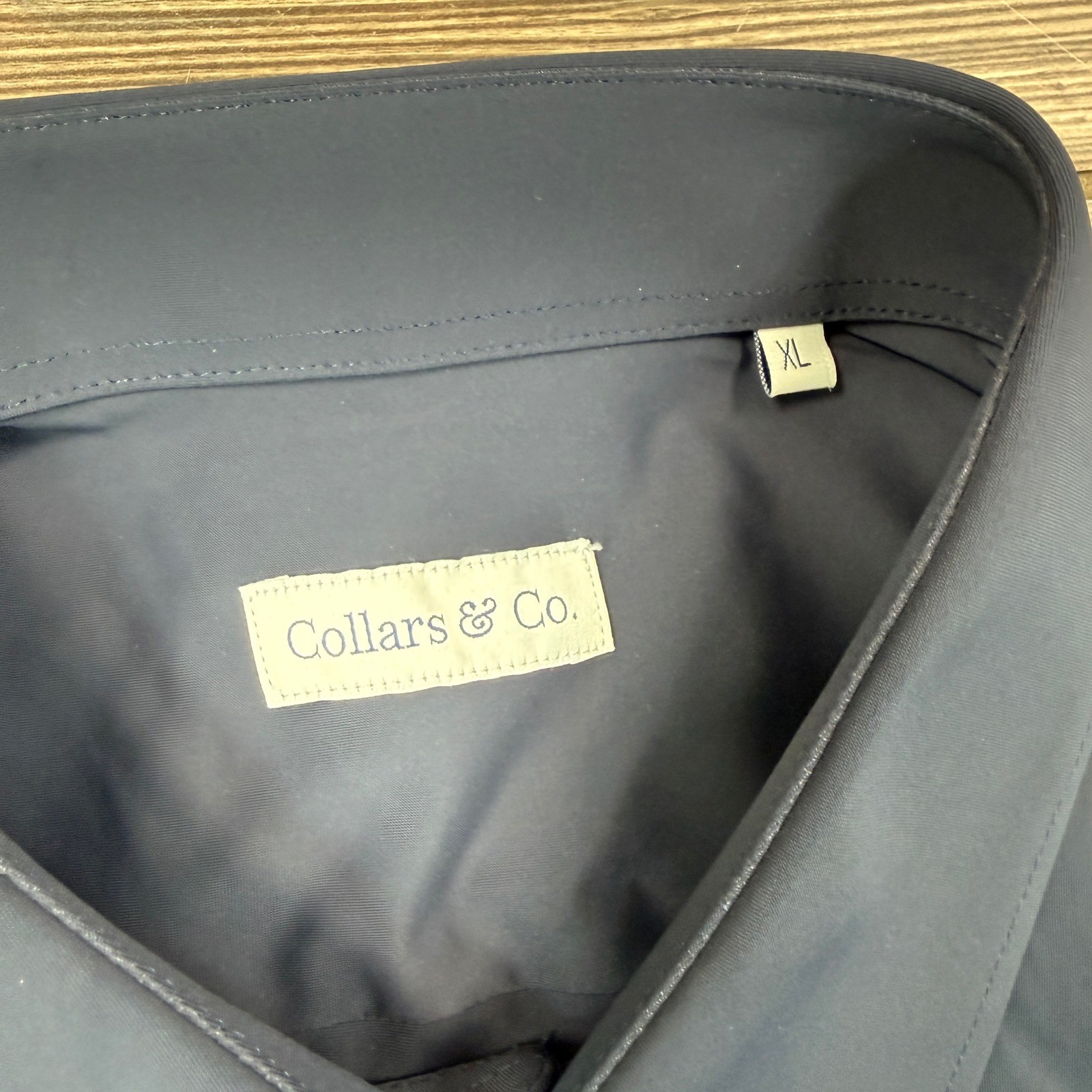 Collars & Co Mens Size XL Apex Performance Dress Shirt Navy Blue Stretch NEW
