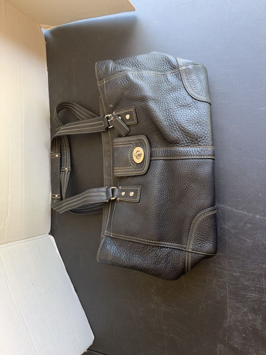 COACH Black Pebbled Leather Purse/Tote Bag – Coach No. E0985-F13960