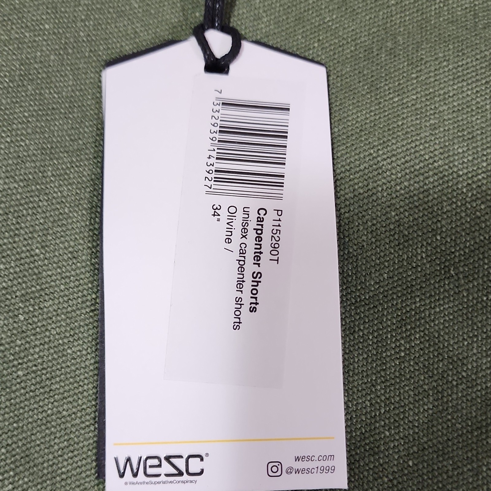 WeSC Carpenter Shorts Olive Button Closure Flat Front Cargo Pockets Men