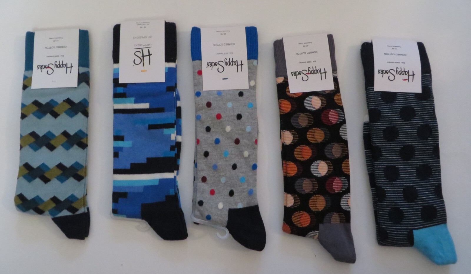 Happy Socks Men’s Classic Crew Sock, Shoe Size 10 – 13 Combed Cotton 1 Pack Long