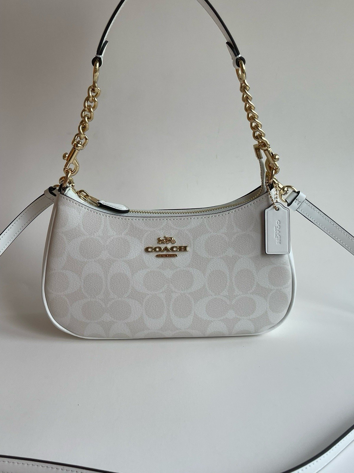 NEW COACH Teri 2Way Shoulder Bag Signature Coated Canvas White outlet CA548