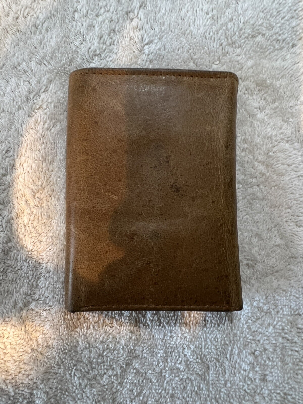 Cavelio Genuine BROWN TAN Leather Trifold Badge Wallet police fire marshall