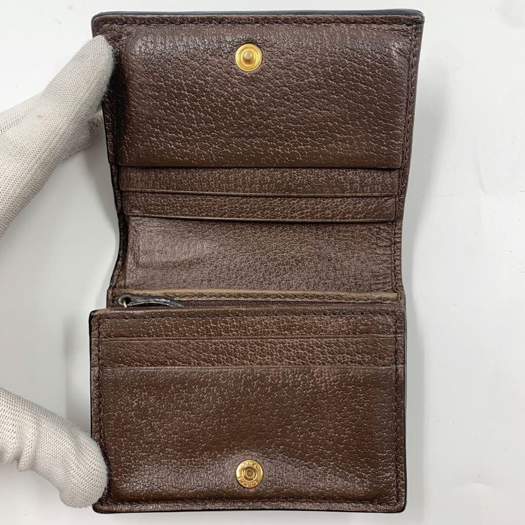 Gucci Ophidia GG Supreme Bi Fold Wallet Brown Green Red Web Auth
