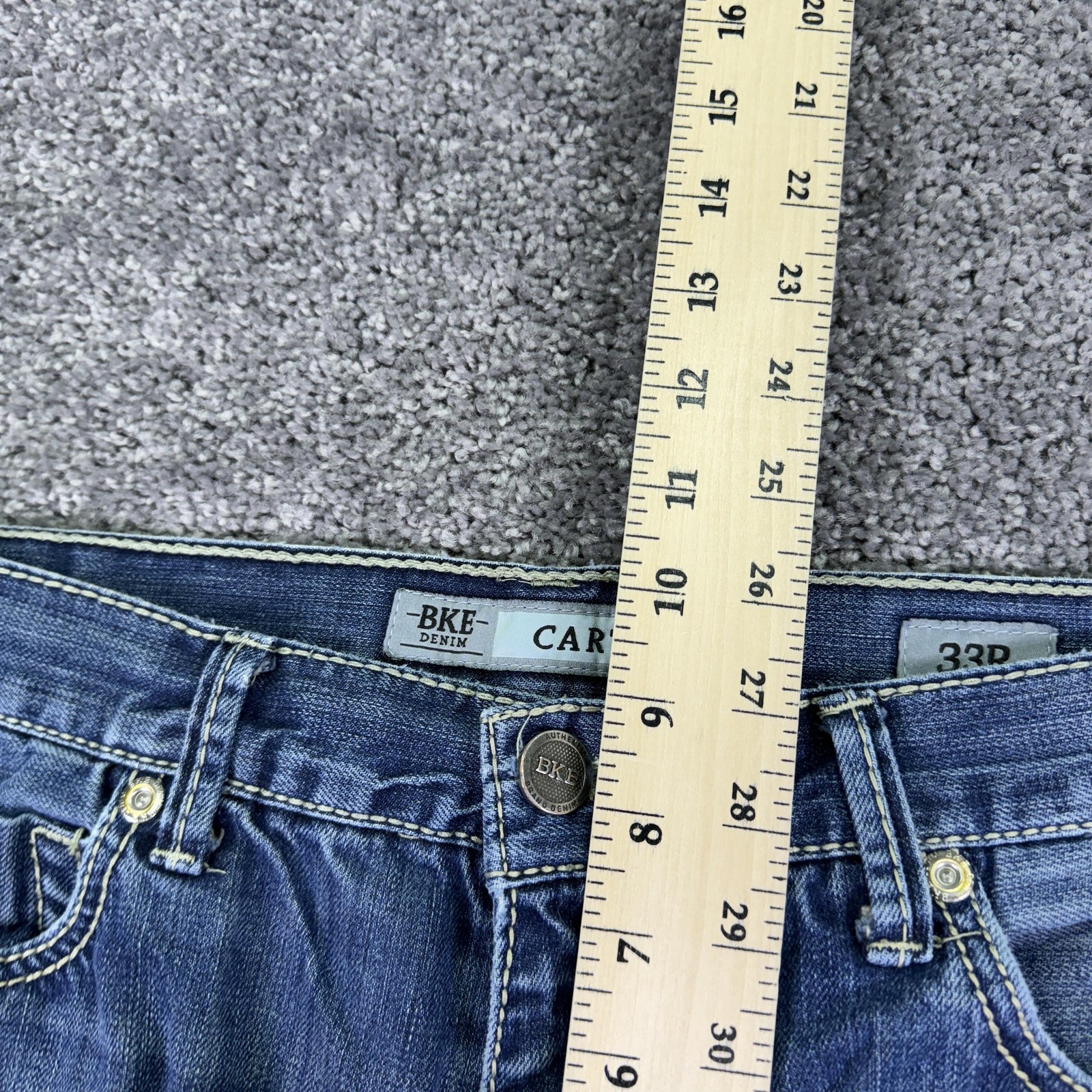 BKE Carter Jeans Mens 33×31 Blue Bootcut Denim Pockets Work Outdoor Logo Casual