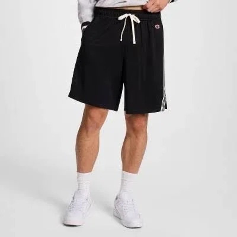 Champion Men’s Mesh Shorts Large Black Stripe Drawstring Athletic Basketball NWT