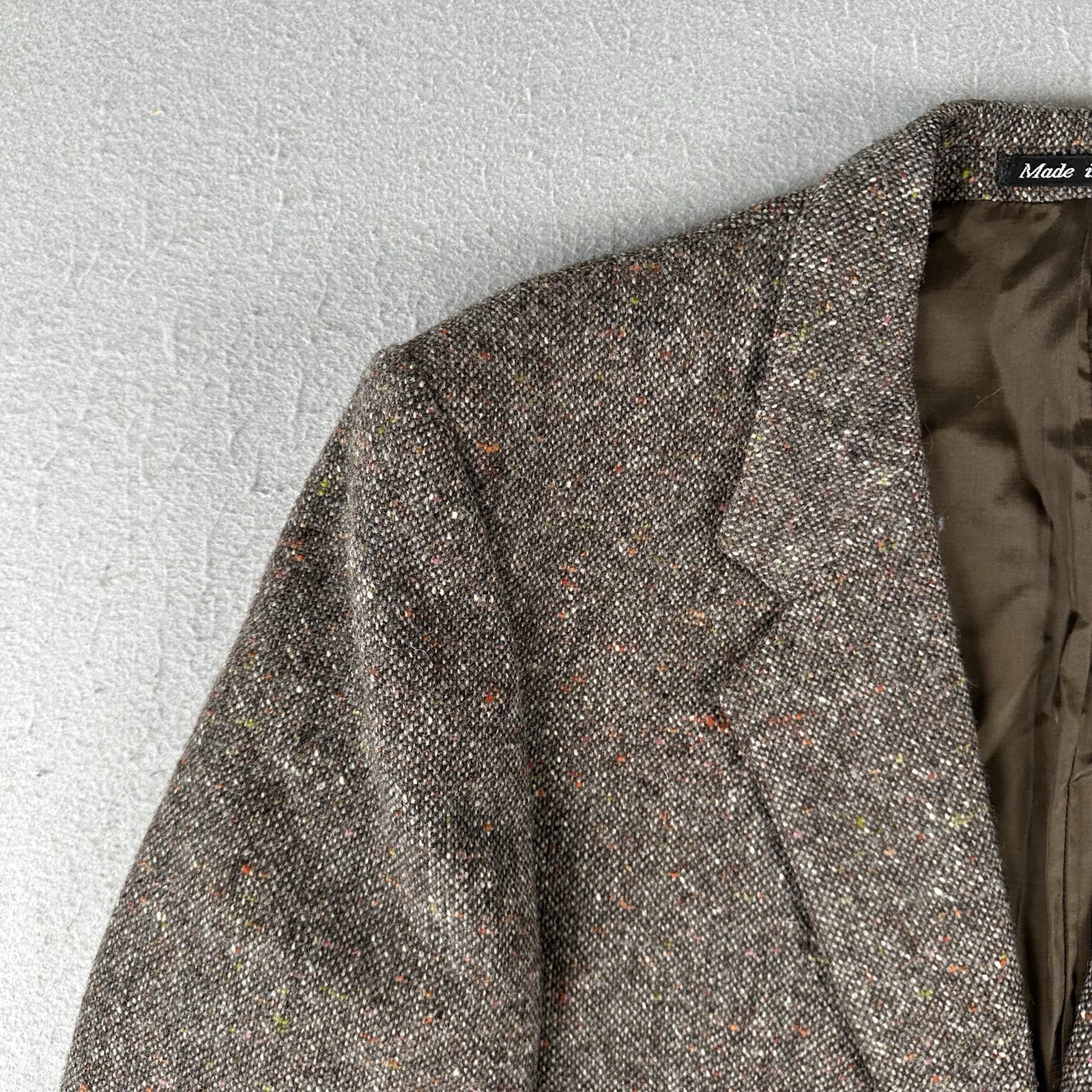 John Molloy Blazer Men’s 40 Long Brown Donegal Tweed Wool Jacket 2 Button