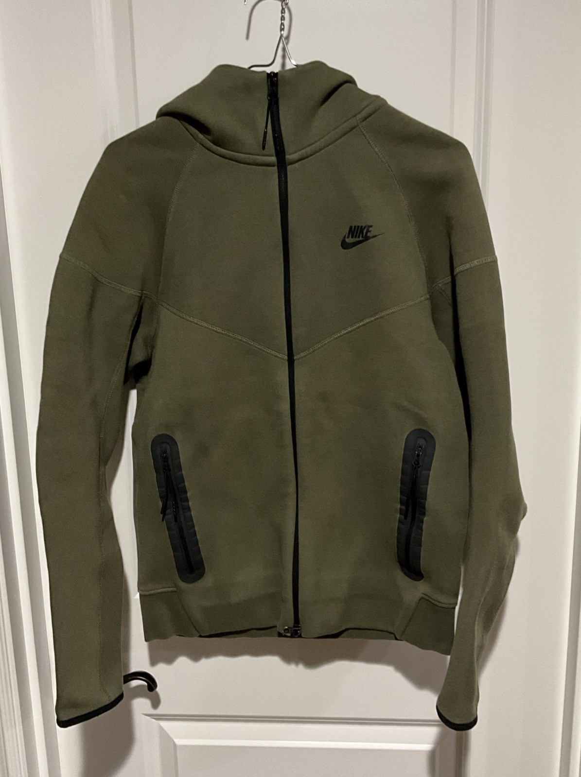 Nike Tech Fleece Olive Green Zip-up Sweatshirt Mens Small Pre-Owned!