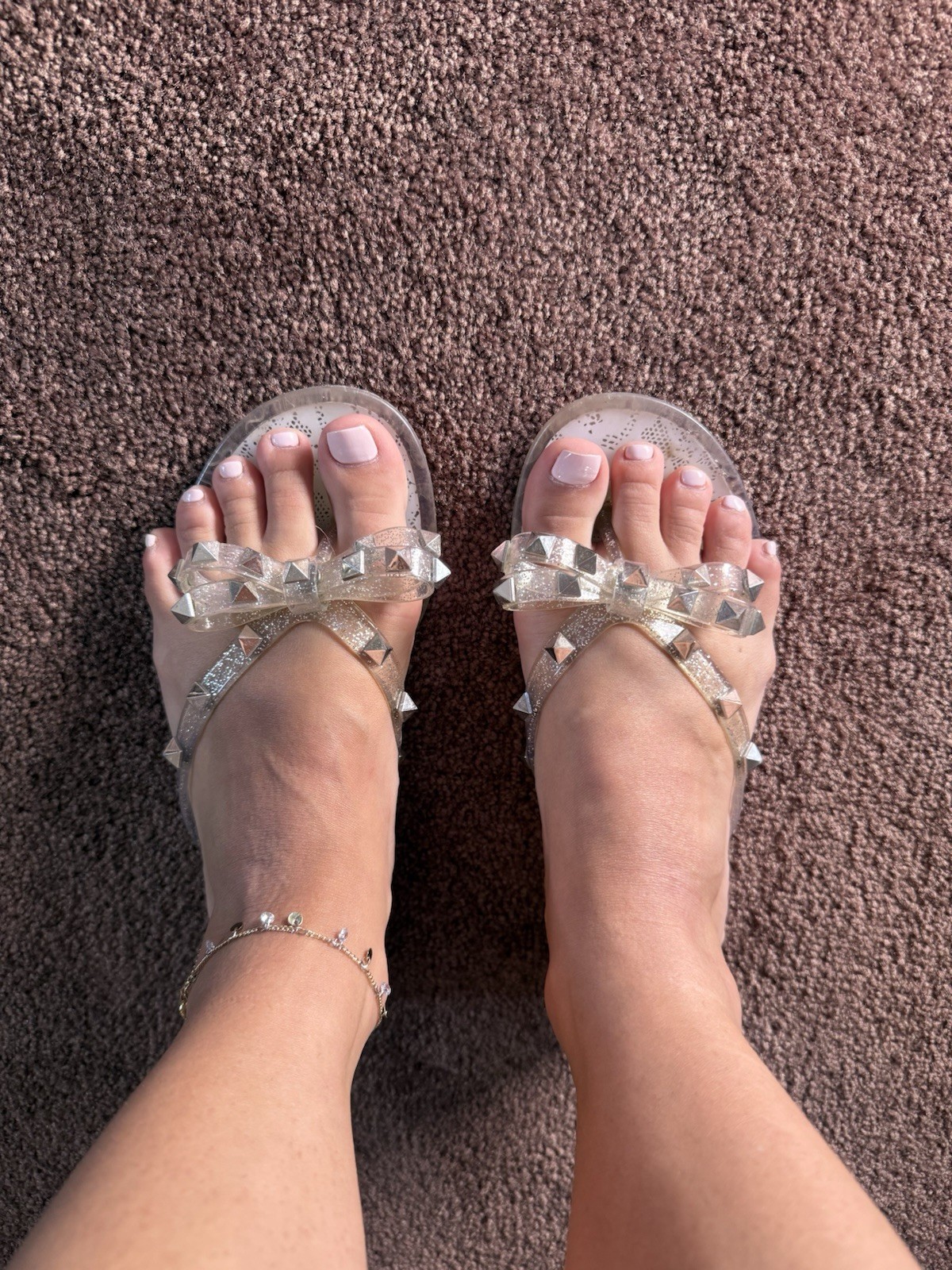 Well-Loved Clear Glitter Bow Sandals | Cute Summer Wear