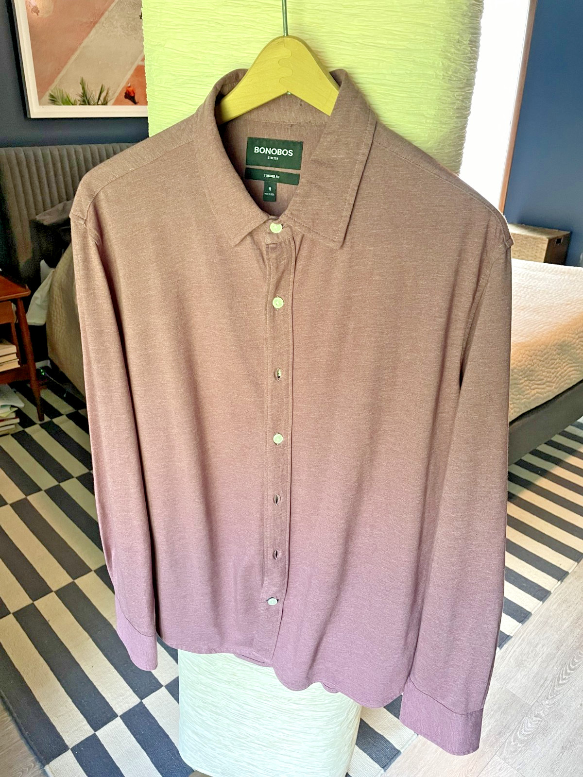 Bonobos Men’s Shirt Lot Medium Standard Fit Stretch Oxford Burgundy Mauve 2 PC