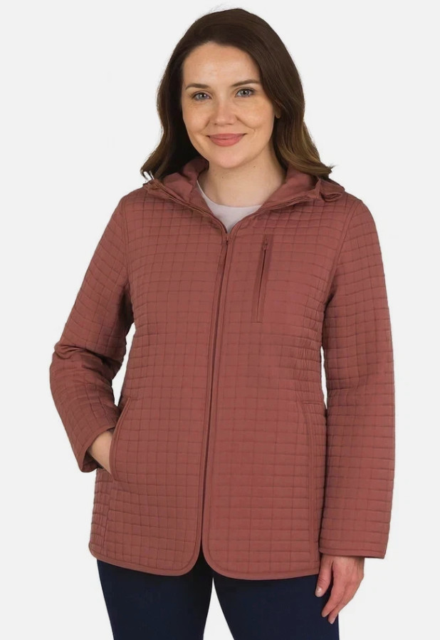 Lands’ End Quilted Jacket with Hood Red Women’s Large