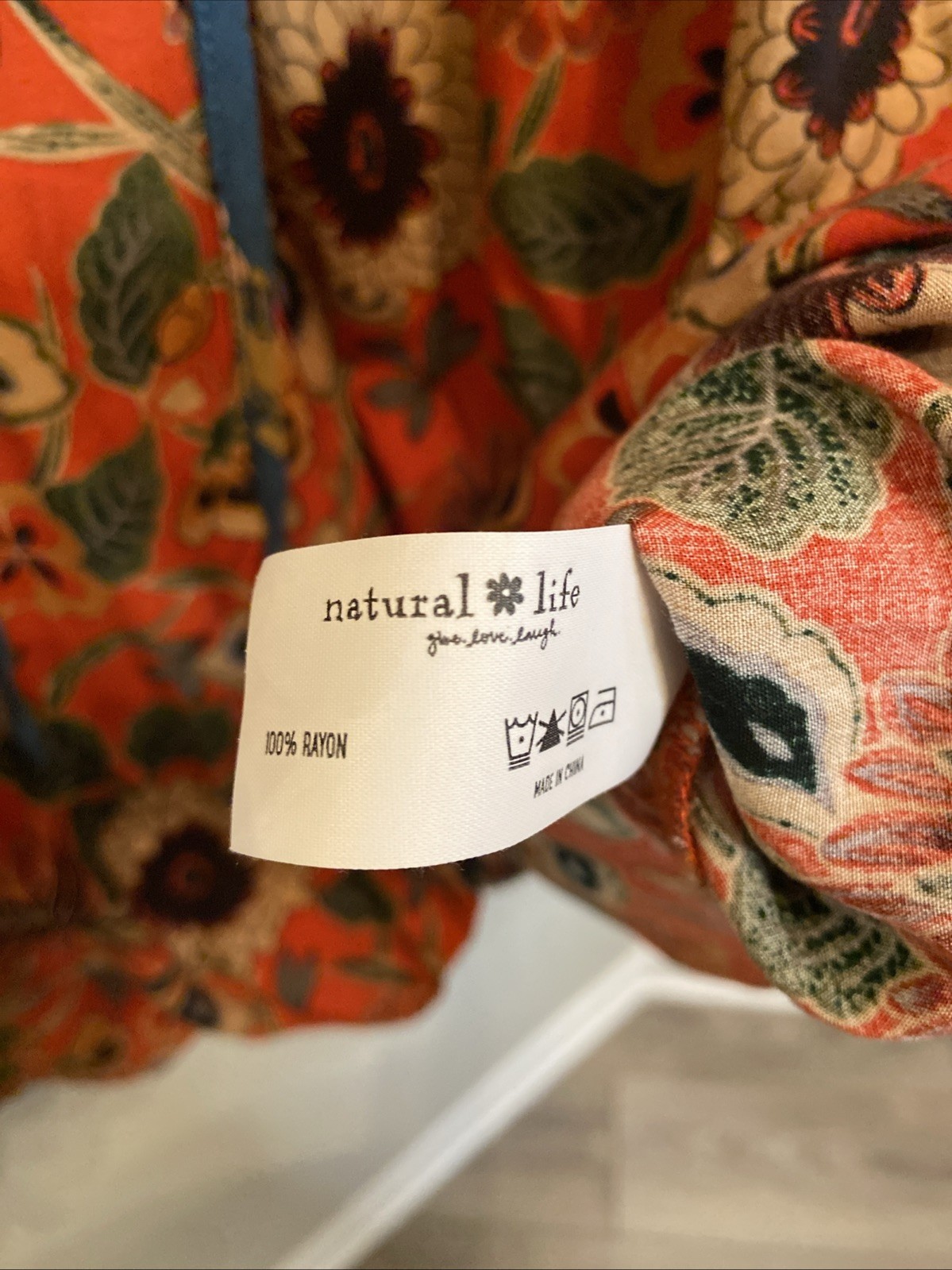 Natural Life Top Boho Blouse Floral cottagecore peasant L