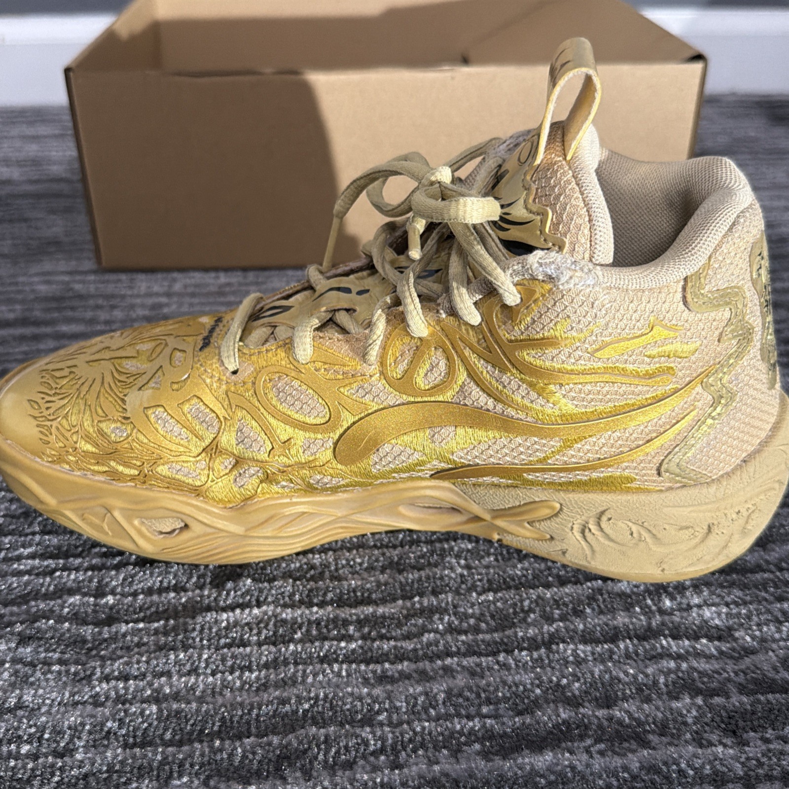LaMelo Ball PUMA MB.04 Golden Child Basketball Shoes Mens Size 5.5 Gold-Matte