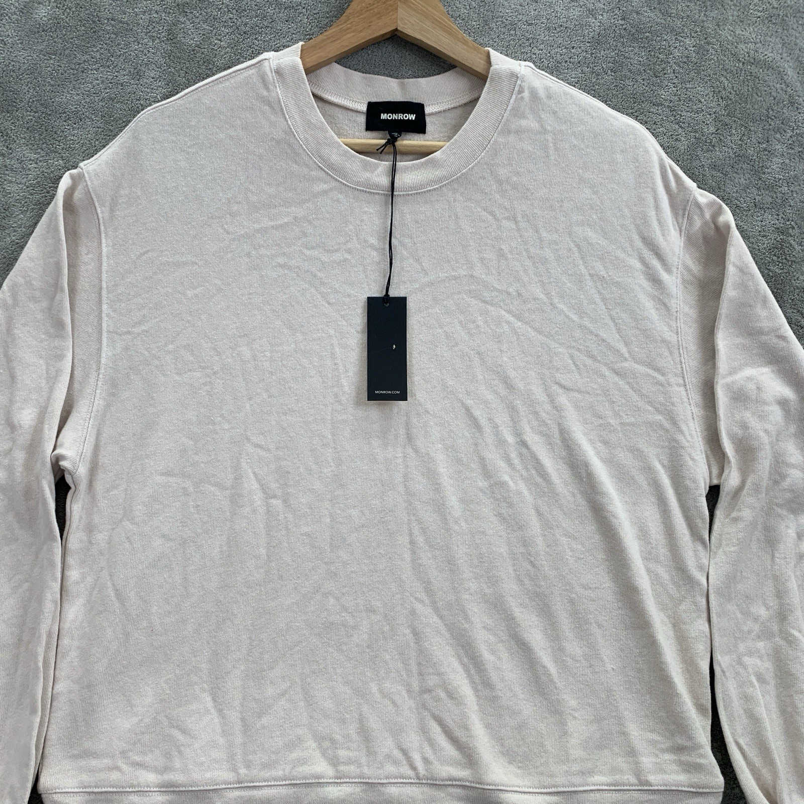 MONROW Sweater Womens M Cozy Comfy Sweatshirt Bone Crewneck Pullover Long Sleeve