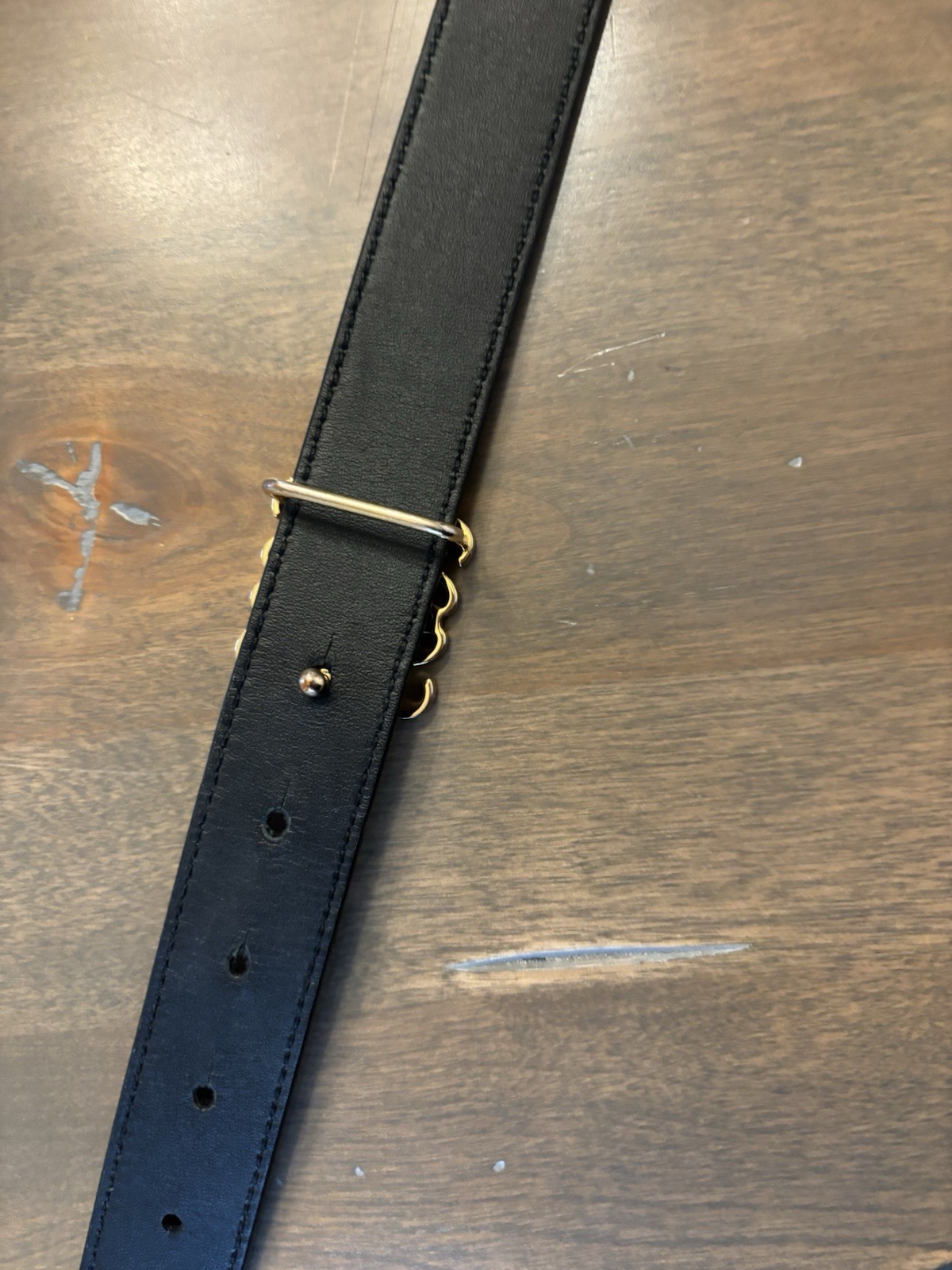 Brown/Black Reversible Belt Gold-Plated Logo Buckle Adjustable Solid 1in 85