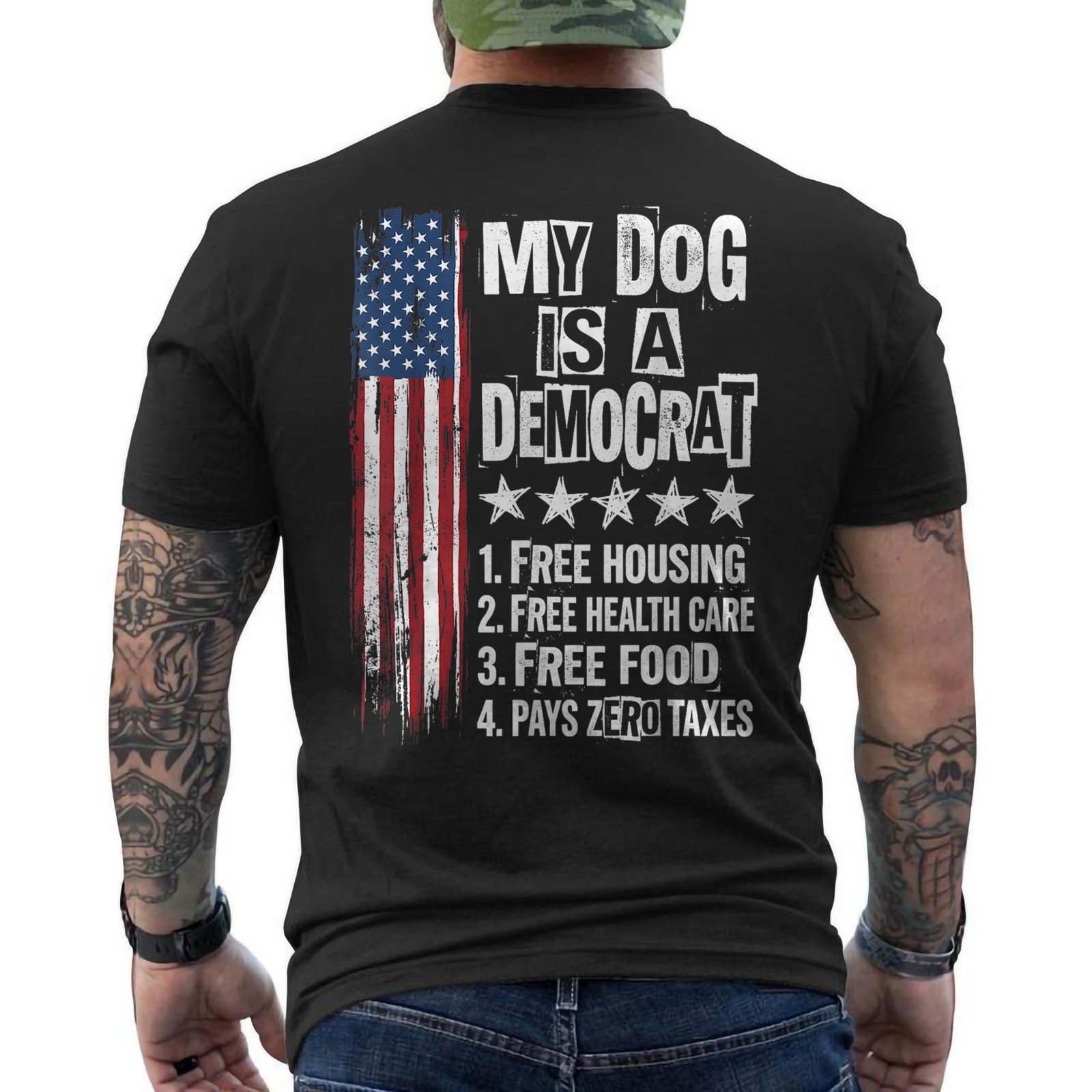 My Dog is A Democrat Free Housing Political Humor Tee Funny ON BACK T-Shirt