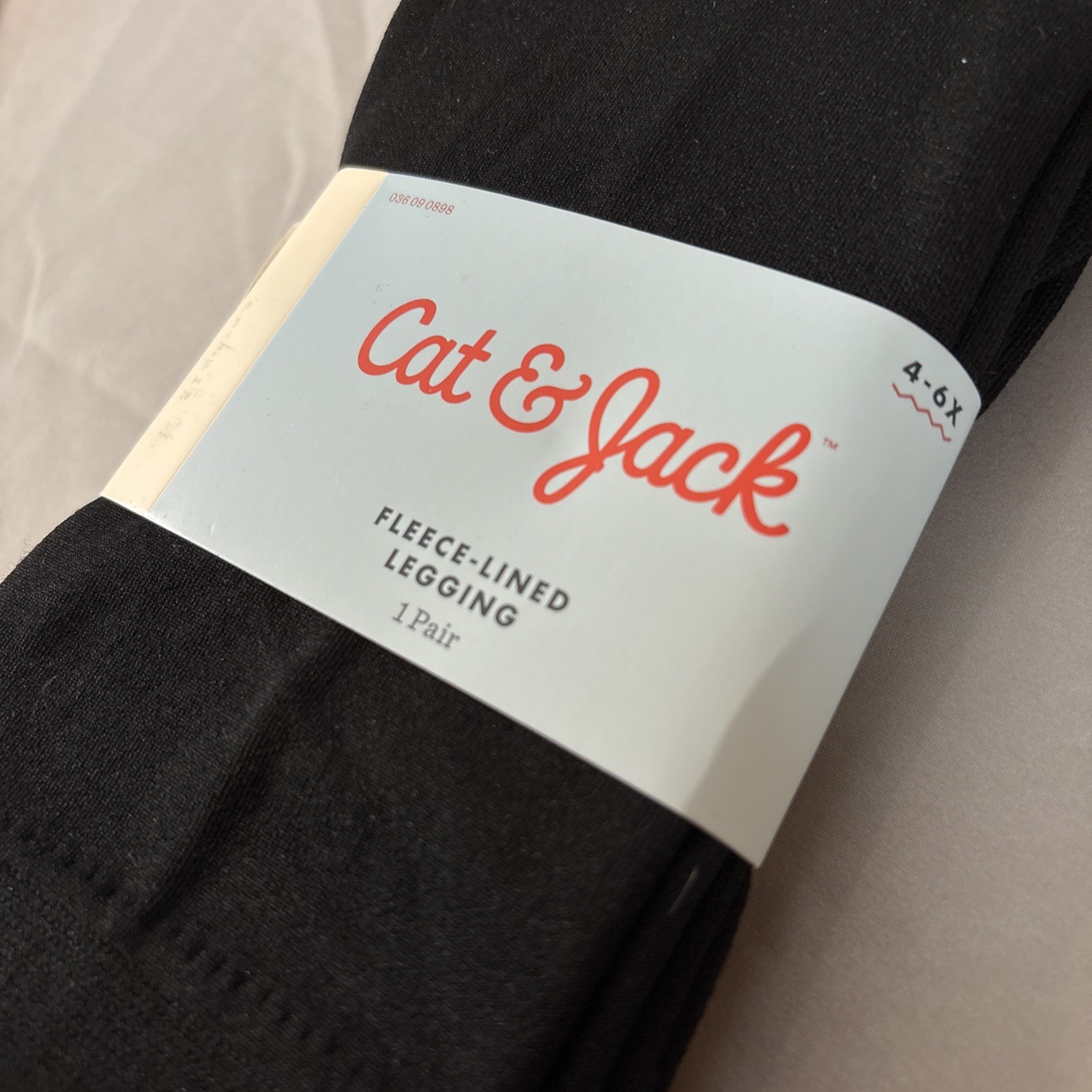 Cat & Jack Girls Fleece Lined Footless Leggings Black, Size 4-6X, 1 Pair, NEW