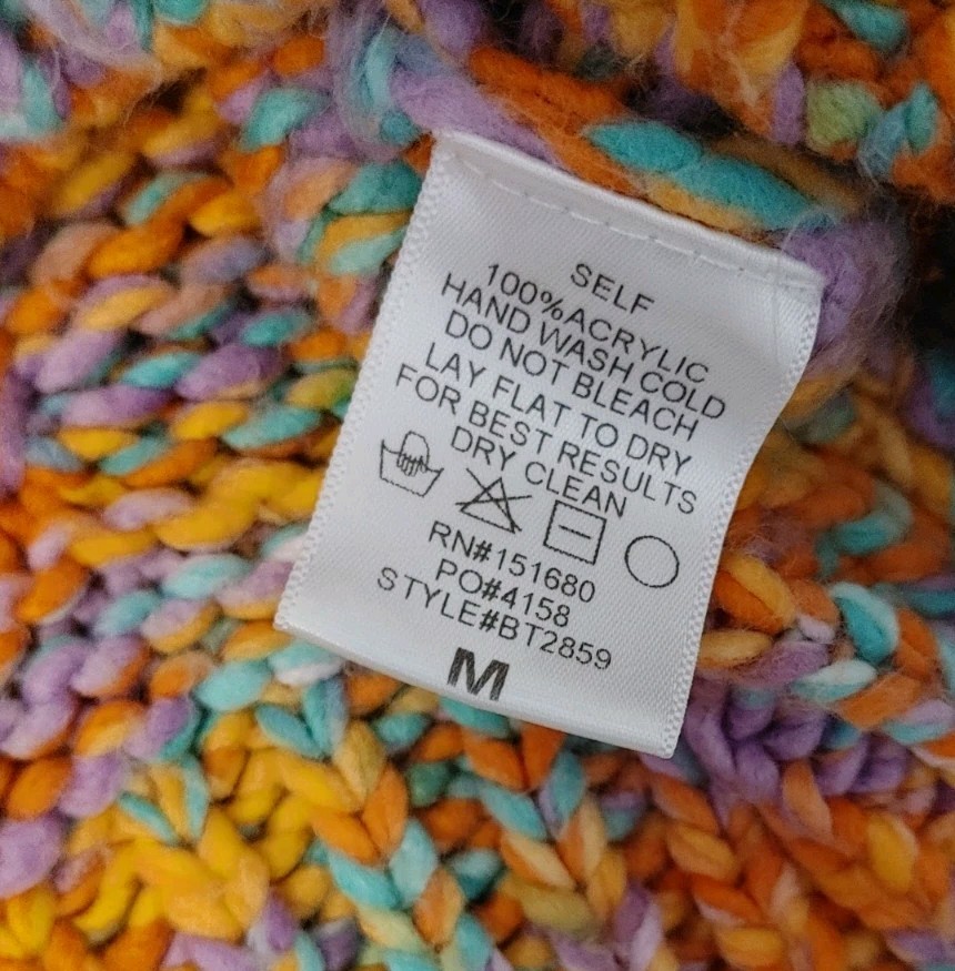 Storia Sweater Rainbow Confetti Crew Cropped Chunky Sweater Women’s Size Medium