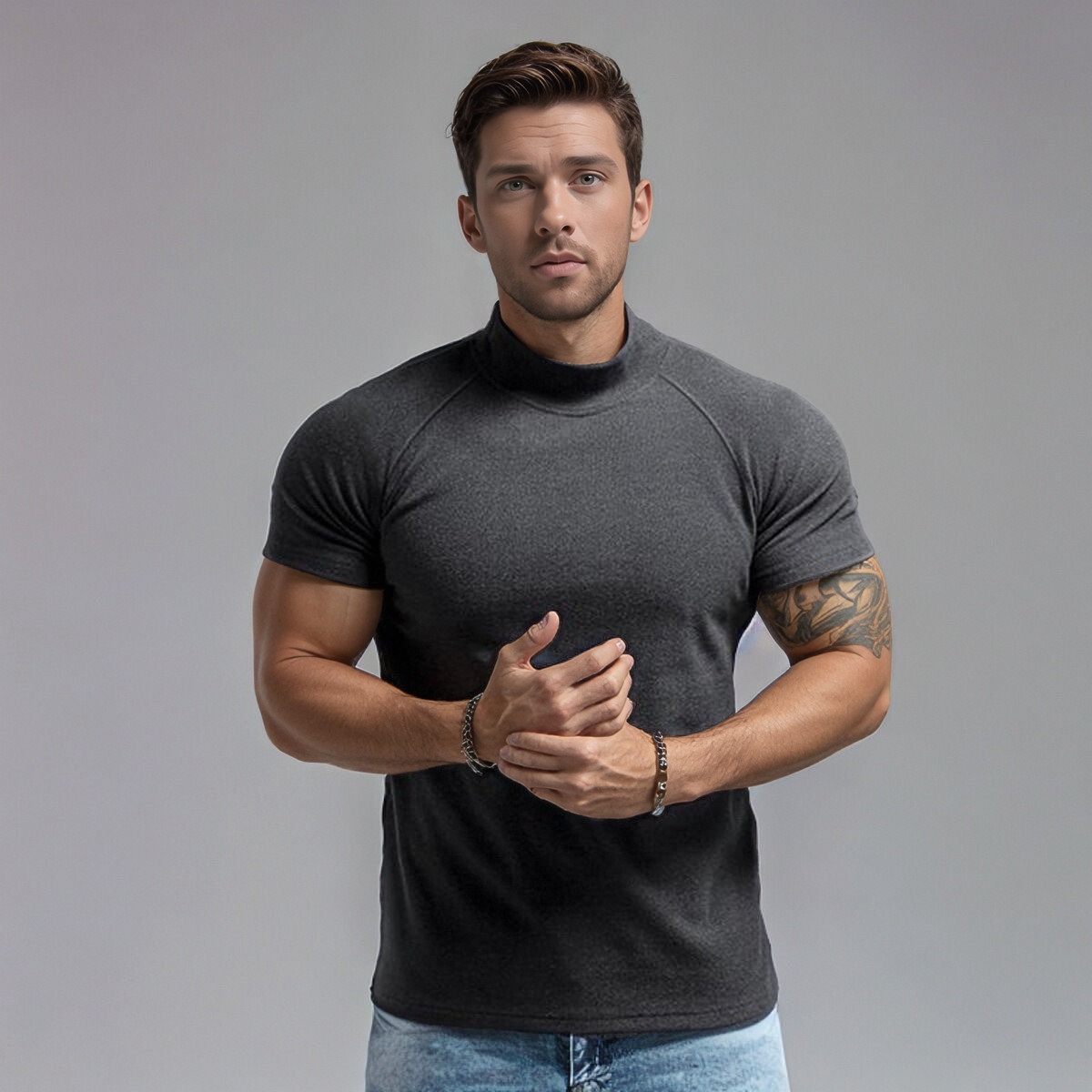 Gym Men’s Muscle Slim Fit T Shirt Streetwear Solid Colors