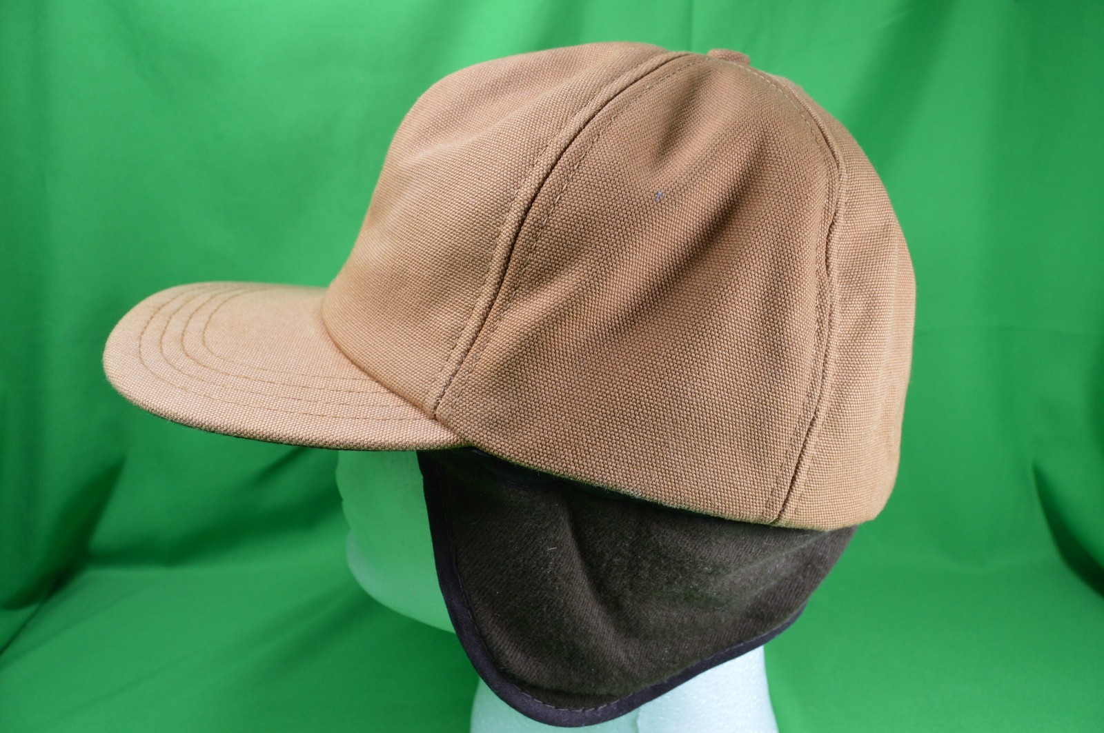 Khaki Hat Cap Adult Large W/ Ear & Neck Flap,Large,Quilted Lining,Made in USA,M