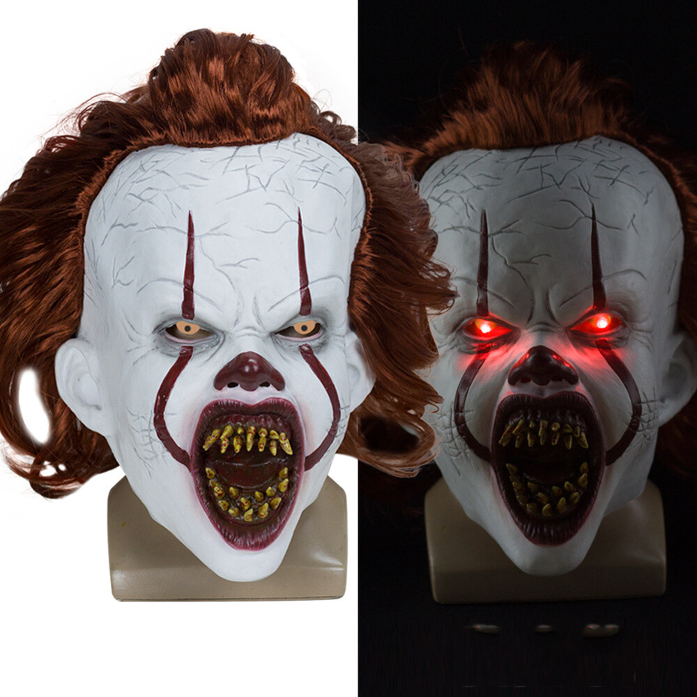 LED Pennywise Clown Mask Stephen King’s It Chapter Two Masque Movie Cosplay Mask