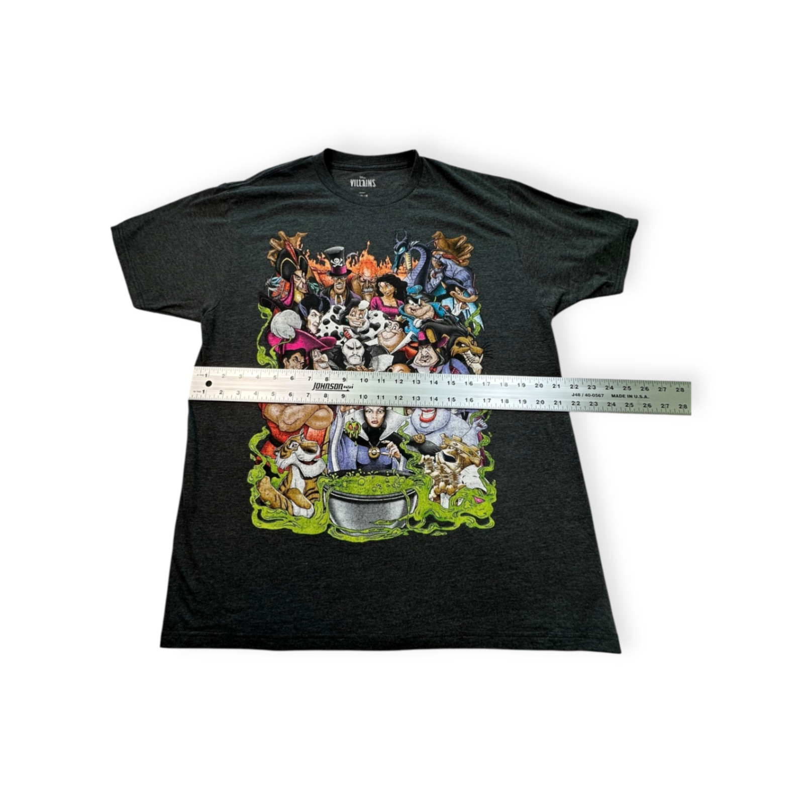 Disney Dark Grey Crew Neck Short Sleeve Cotton Men All Seasons T-Shirt L