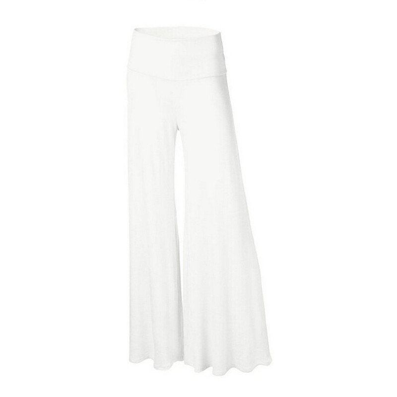 Womens Wide Leg Pants High Casual Elastic Waist Long Trousers Stretch Bottoms