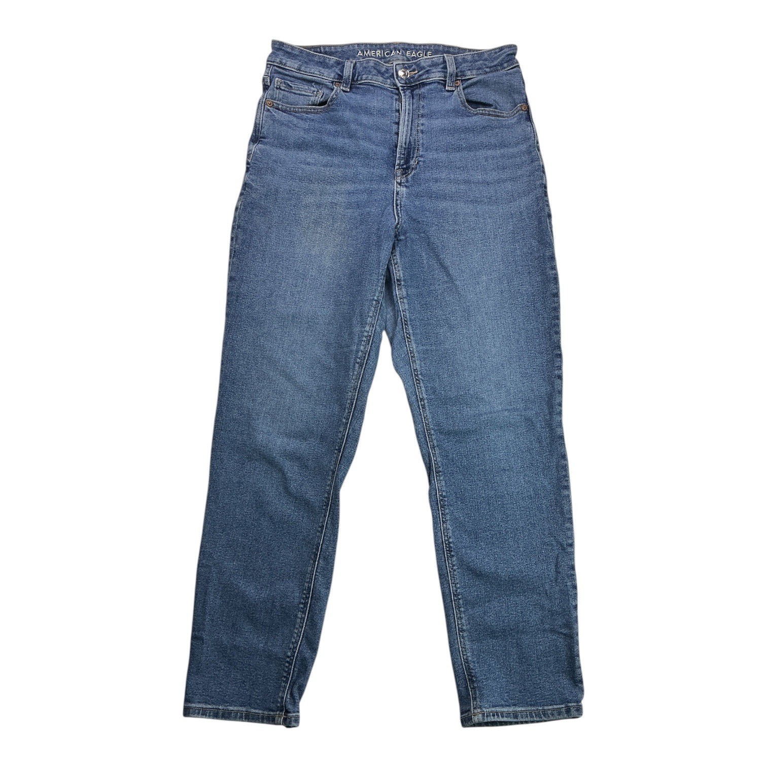 American Eagle Blue Mom Jean Womens 10 Regular High Rise Stretch Denim