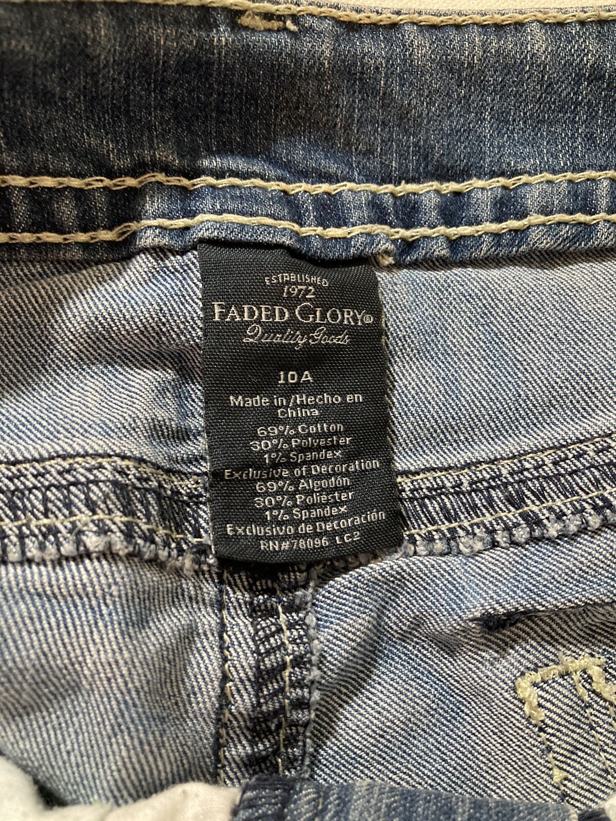 Faded Glory Jeans Size 10 30Wx29L 9” Rise Used Condition Missing Button On Butt