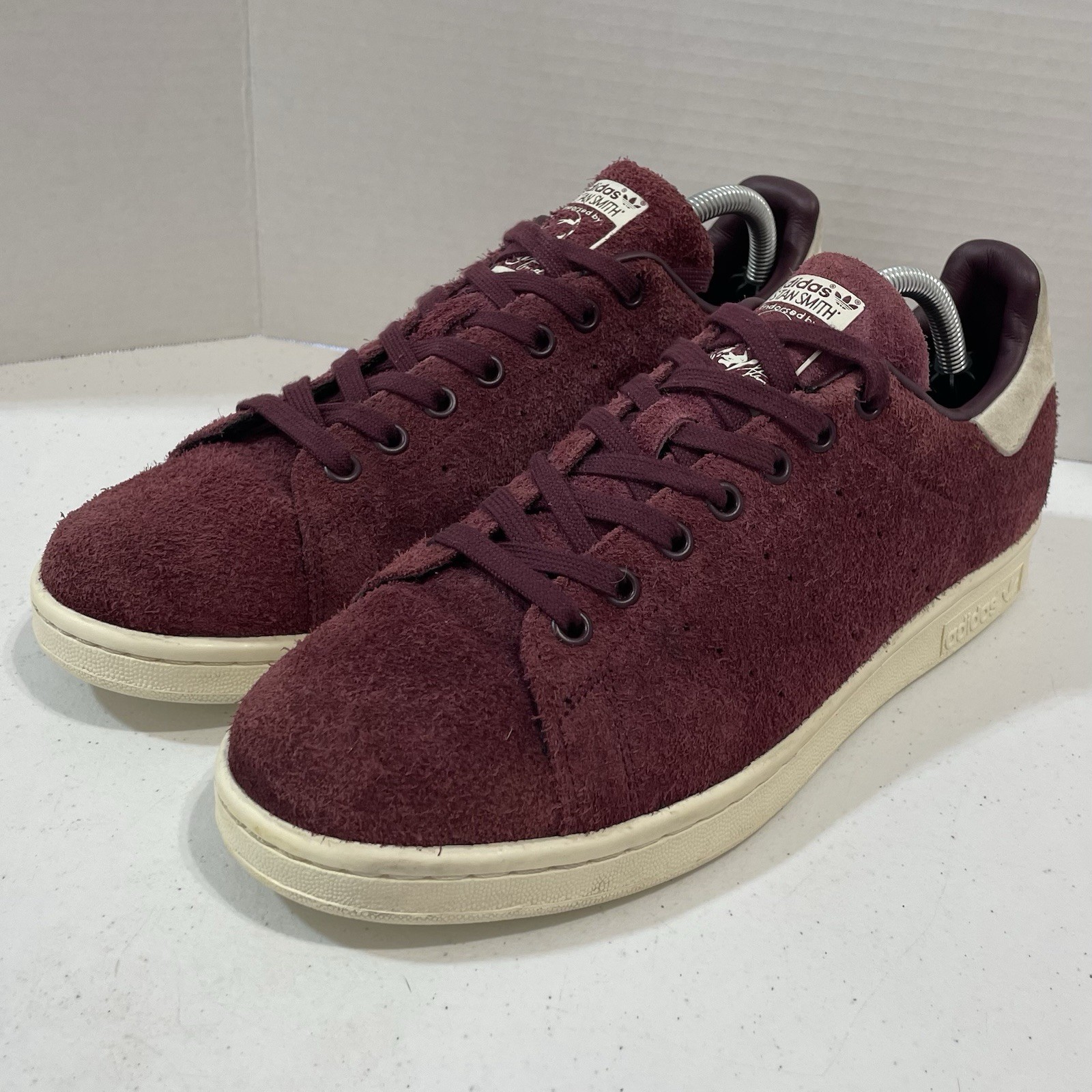 adidas Originals Mens 9.5 Stan Smith Maroon Shaggy Suede 2016 S82247 Tennis Shoe