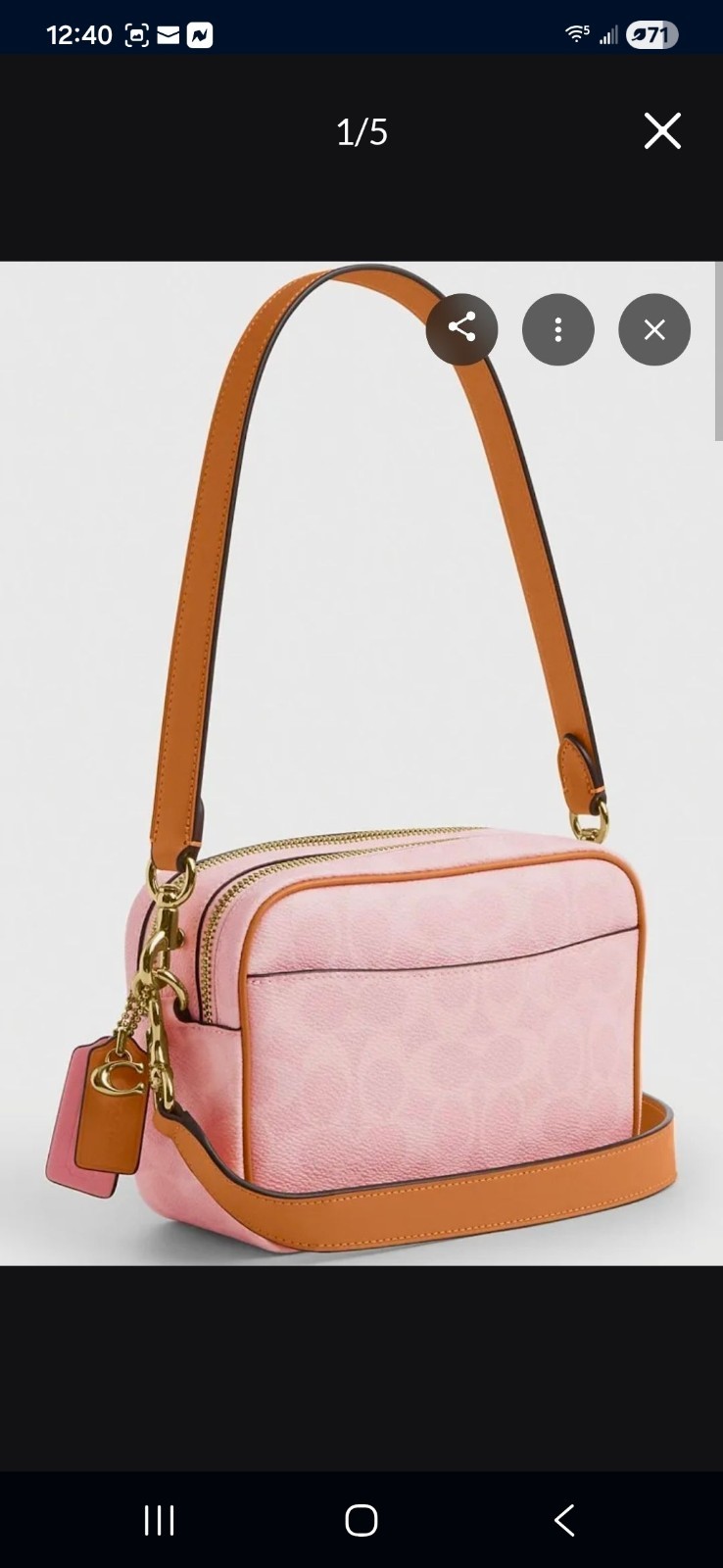 NWT Coach Mini Carey Crossbody Bag Signature Canvas Charms Powder Pink CEK74 NEW