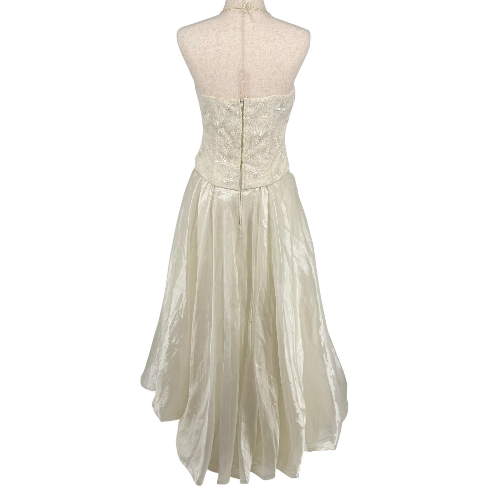 VTG 90s y2k Women’s Cream Floral Dalia Drop Basque Waist Corset Halter Dress XL