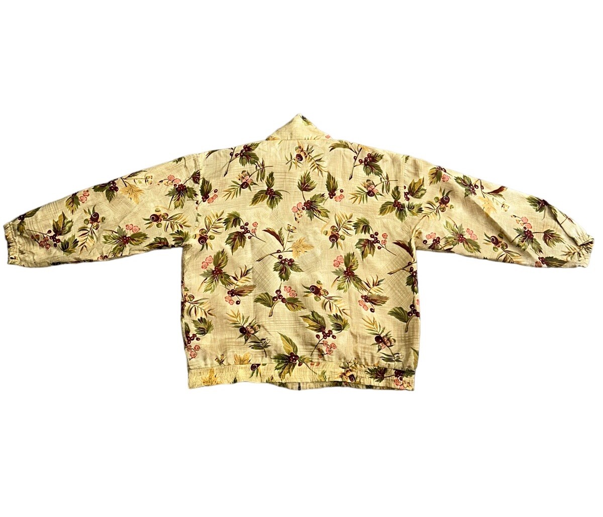 Vintage EVR Floral 100% Silk Jacket Full Zip Up Bomber Coat Size Large