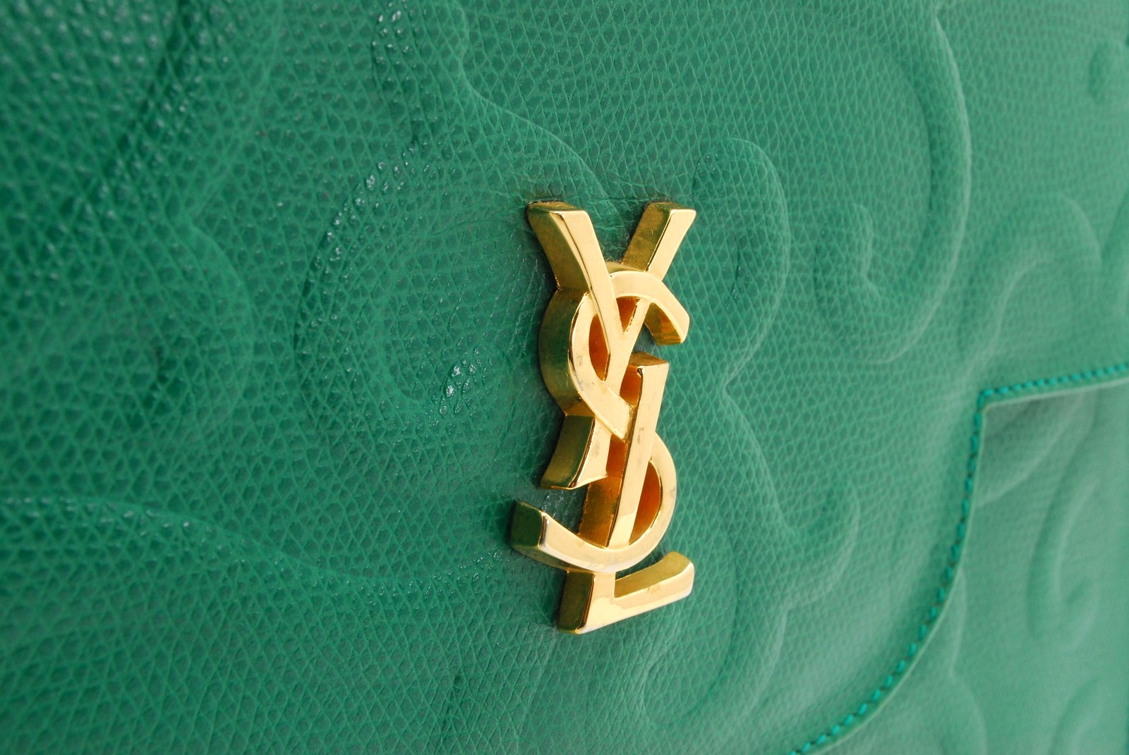 Read‼ Yves Saint Laurent Shoulder Bag Arabesque Leather Green YSL