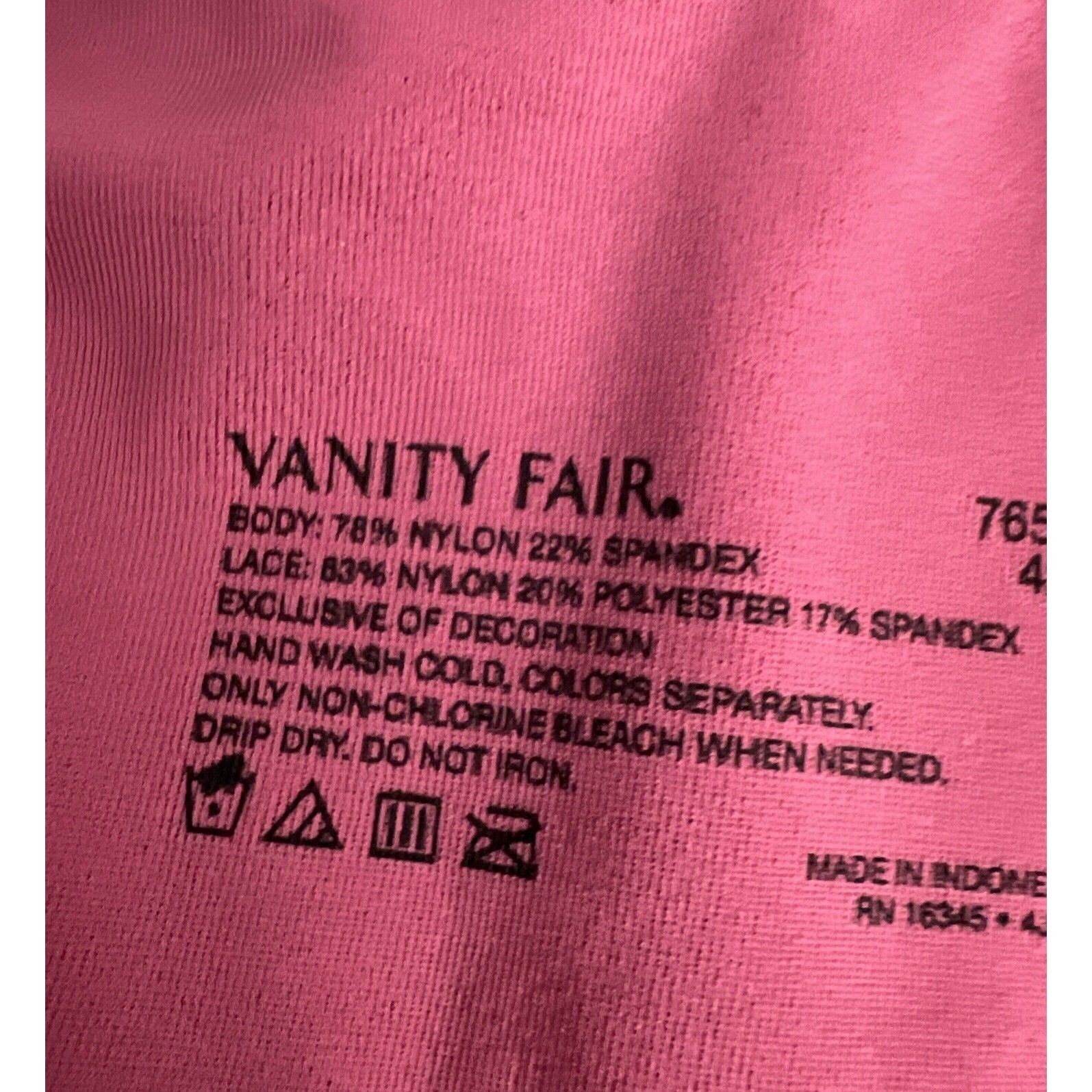 Vanity Fair Womens Bra Size 42DDD Radiant Collection Lover’s Knot Dark Pink A71