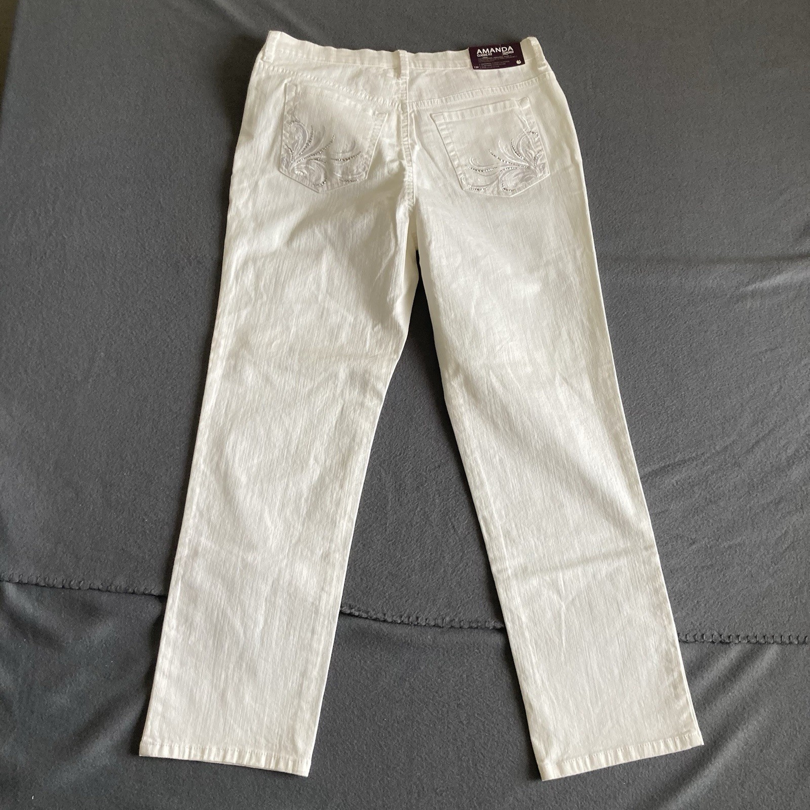 Gloria Vanderbilt Amanda Pant Women’s 12 Petite Off White Classic Fit Slimming