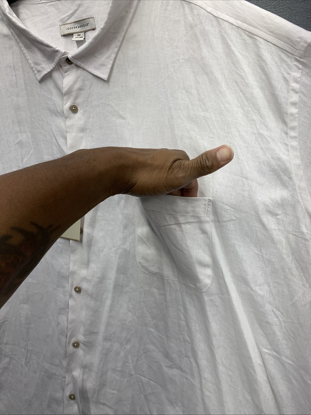 Joseph Abboud Men Button Up Shirt Linen Rayon Blend Short Sleeve All White Party