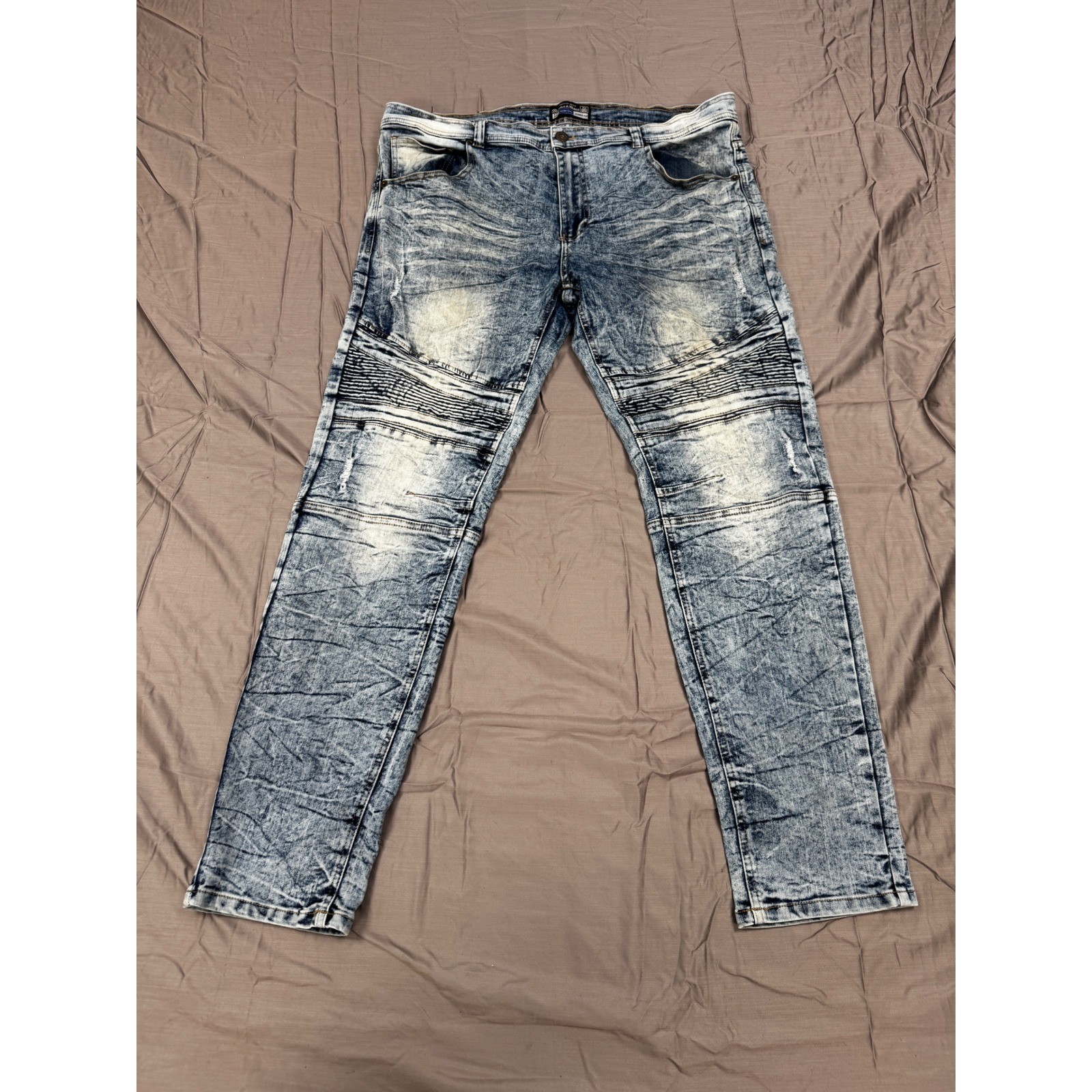 Bleecker & Mereer 40×34 Washed Skinny Jeans Denim Biker Streetwear