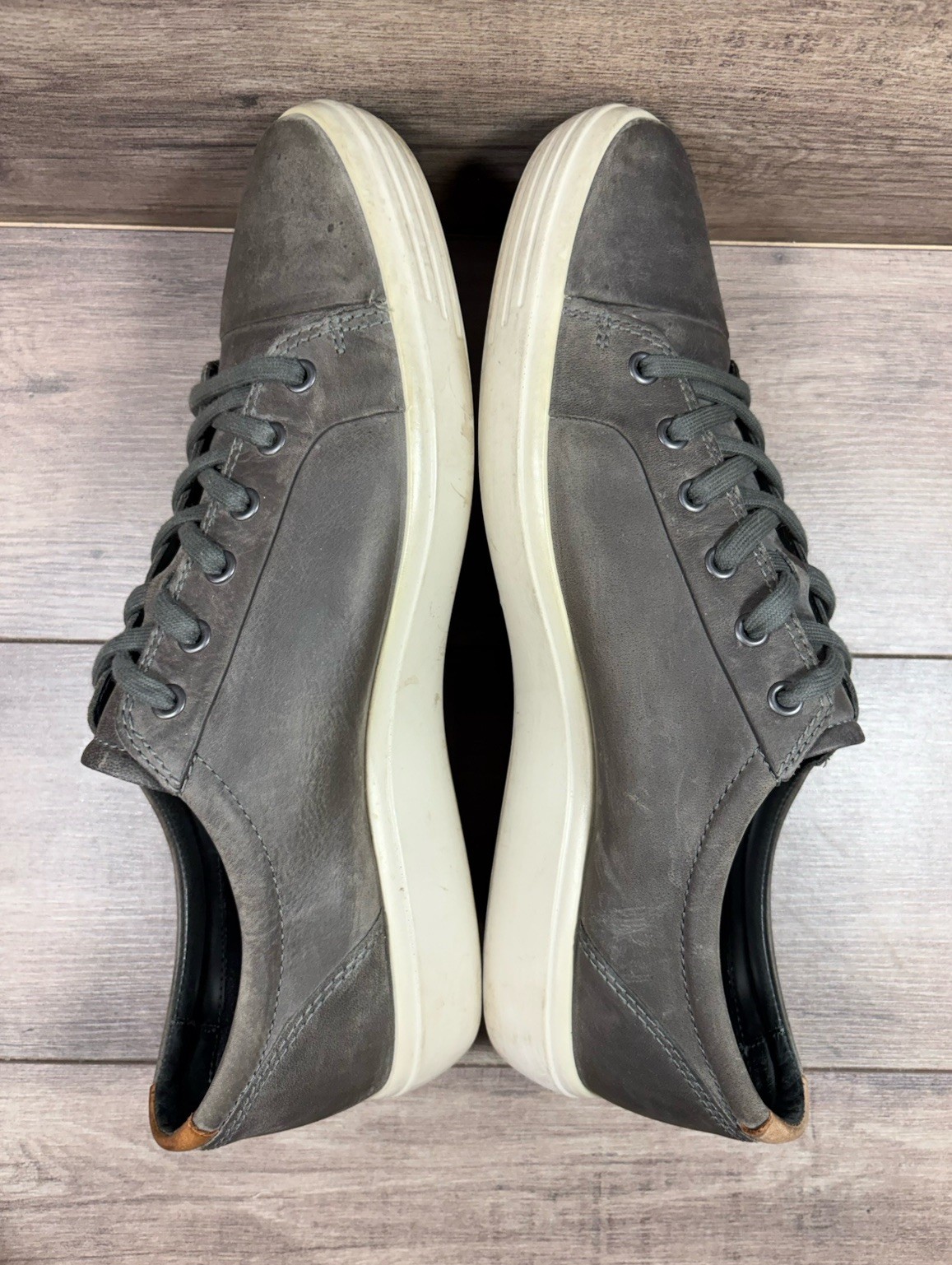 Ecco Soft 7 City Sneakers Shoes Gray Leather Travel Mens Size EU 46 US 12 12.5