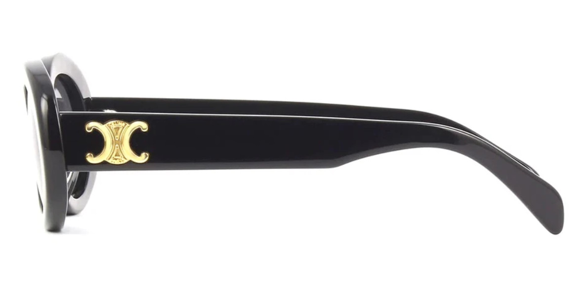 Celine Triomphe CL40194U 01A Shiny Black Smoke Oval Women’s Sunglasses Authentic